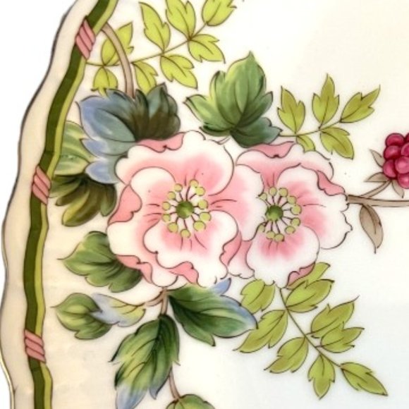 Vtg 1970s ANDREA BY SADEK Cake Plate & Server Porcelain Floral Raspberries - Picture 9 of 15